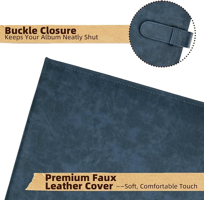 Vienrose 15"x13" Scrapbook Album Gift Set Faux Leather DarkBlue 100 Pages