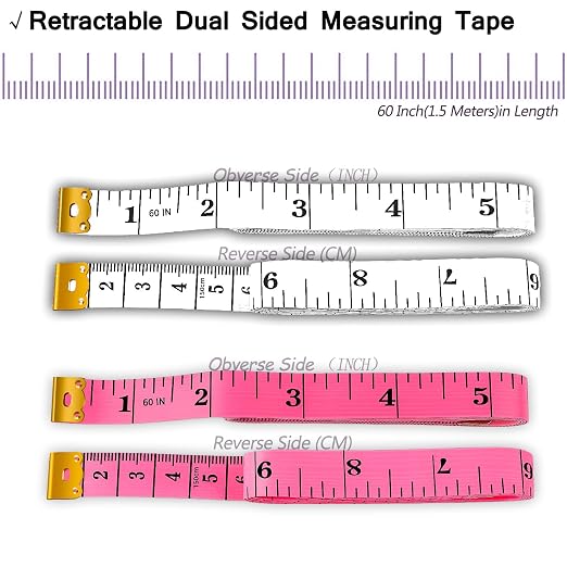 Tape Measure, 4 Pack Measuring Tape for Body Cloth Measurement Tape for Sewing Tailor Fabric Measurements Double Scale Soft Pink & White Tape Measure Retractable Measuring Tape Set