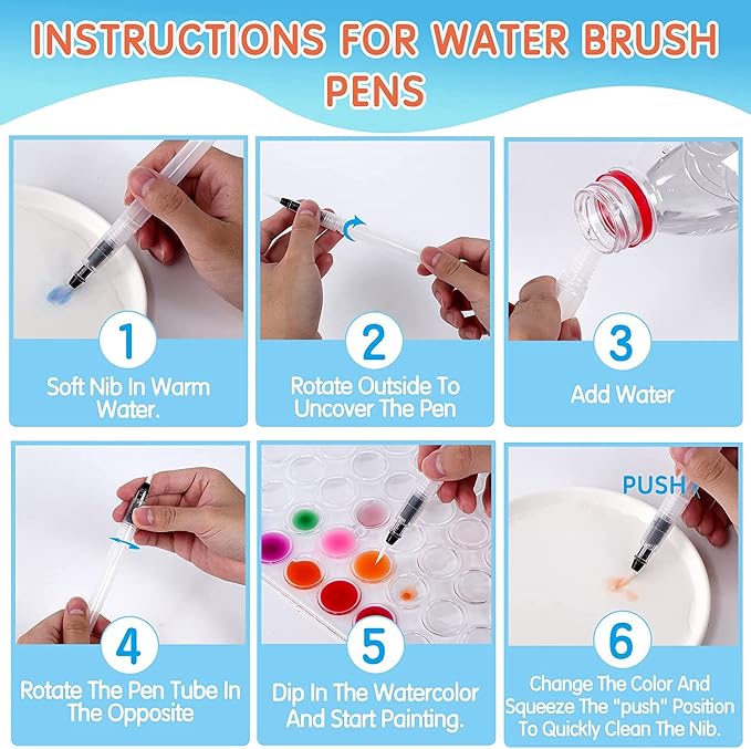 Watercolor Paint Set, 48 Colors Non-Toxic Watercolor Paint with a Brush, Refillable Water Brush Pen and Palette, Washable Water Color Paints Sets for Kids, Adults, and Artists