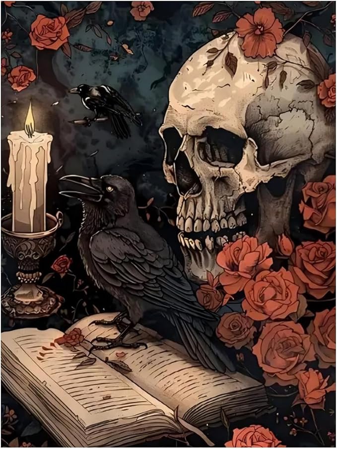 Halloween Skull Paint by Numbers Kit for Adults, 16x20 inch | DIY Painting Kits Crafts for Adults, Relieve Stress, Gift, Home Wall Decor