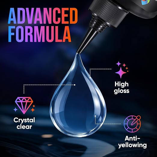 CRAFT RESIN 500g UV Resin Kit Hard Type Low Viscosity – Crystal Clear and No-Yellowing UV Resin Glue for DIY, Jewelry Making, Molds Casting and Polymer Clay Projects - Fast Cure Under UV Light
