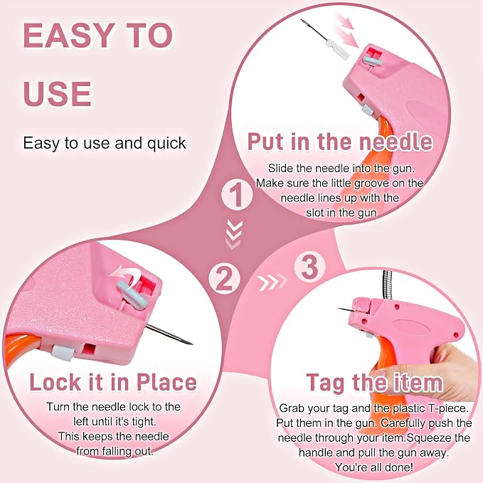 2026 New Stitch Gun for Clothes, Handheld Quick Clothing Fixer Sewing Kit with 1000 Black & 1000 White Fasteners, 6 Replacement Needles, Pink-orange