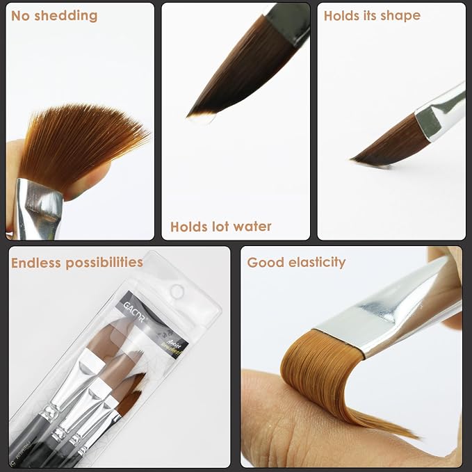 GACDR Watercolor Dagger Brush Set – 4 PCS Pinstriping Brush Set | Premium Dagger Paint Brush for Acrylic Painting Detail, Fine Lines, Acrylic, Ink, Gouache with Korean Nylon Hair