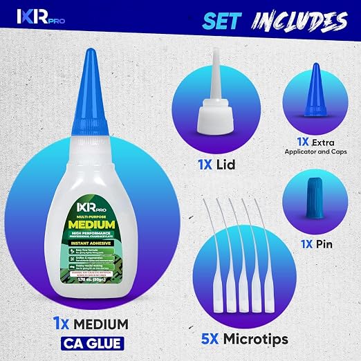 Medium CA Glue, Super Glue, Cyanoacrylate Adhesive, 3 Pcs 1.75oz Repair kit