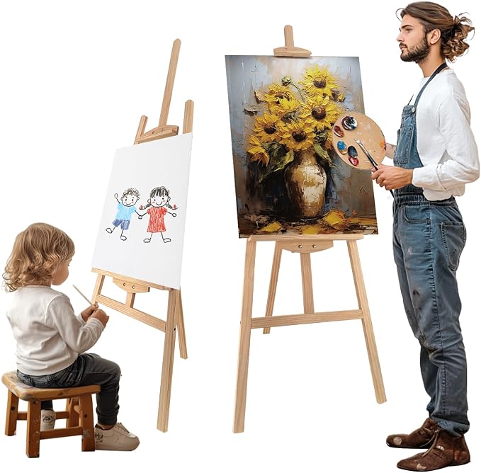 Adjustable Pine Wooden Painting Easel, Art Easel for Display