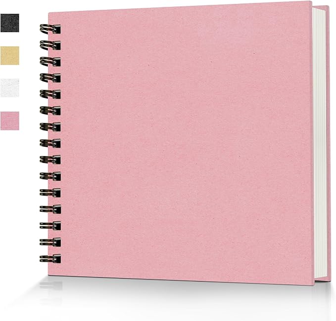 popotop 8x8 Inch Scrapbook Photo Album, 60 Page Decorative Kraft Paper Book for 4x6 Pictures, DIY Memory Photo Albums as Gifts for Wedding Baby Christmas School Family