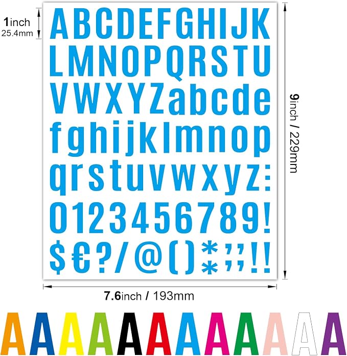 12 Sheets Alphabet Stickers, 1092 Pcs Self-Adhesive Vinyl Alphabet & Number Decals, Mailbox Number Labels for DIY Crafts Art Making, Signs, Notebooks, Classroom Decor, Doors