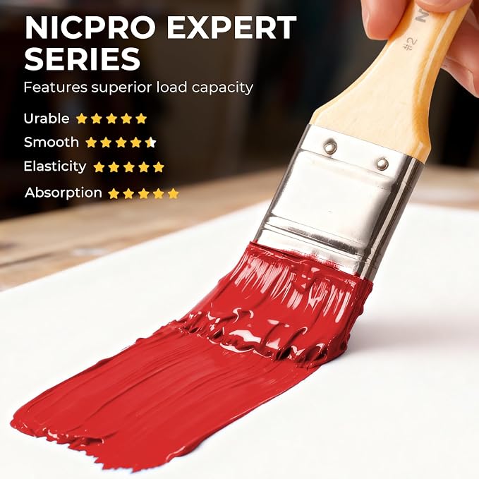 Nicpro 26pcs Professional Paint Brush Set with Palette Knife & Canvas Roll | Artist Paint Brushes for Acrylic Painting, Oil, Watercolor & Gouache, Adults Art Painting Tools Supplies