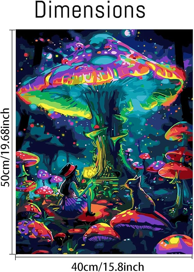 Paint by Numbers Kit for Adults,Magic Mushroom Paint by Number 16x20 In | Paint by Number for Beginner,Adult Paint by Number,HD Color Canvas,DIY Tool Kits,Stress Relief Craft,Great Gift,Without Frame