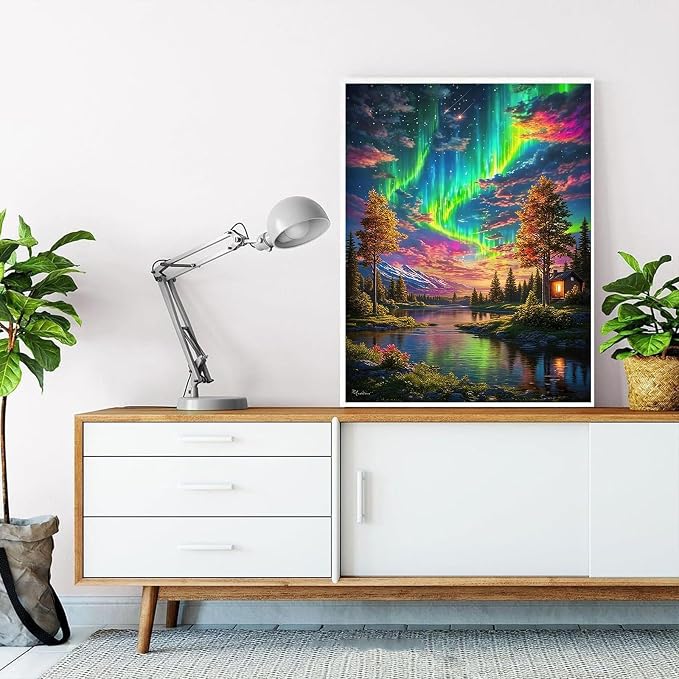 HITO Landscape Paint by Numbers Kit for Adults, Adult Paint by Number Kits | Aurora Paint by Numbers for Adults Beginner, Paint by Numbers for Gift Home Wall Decor 16x20 inch Frameless