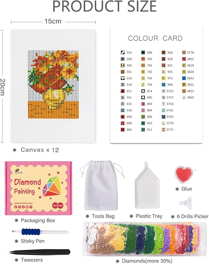 PeakLuv Small Diamond Art Kits Classic Masterpiece Diamond Painting Kits