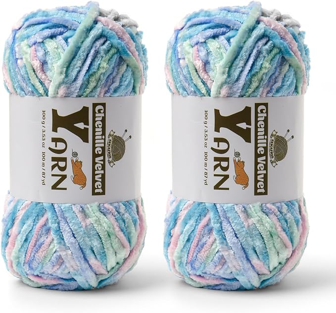 Chenille Crochet Candyfloss Yarn 2 Pack