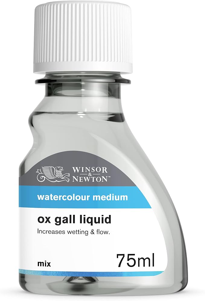 Winsor & Newton Watercolor Medium, Ox Gall Liquid, 75ml Bottle | Wetting Agent, Used for Smooth Washes, Enhances Flow When Mixed Directly With Watercolor, Reduces Surface Tension
