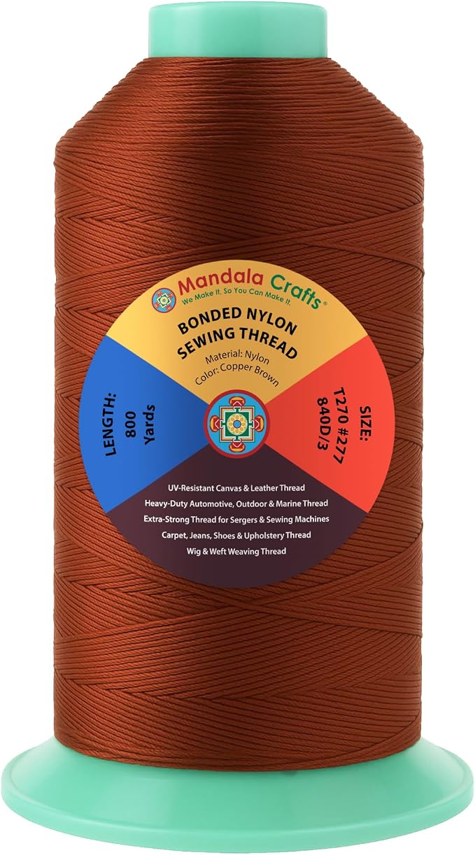 Mandala Crafts Size 277 840D T270 Copper Brown Bonded Nylon Thread, 800 YDs