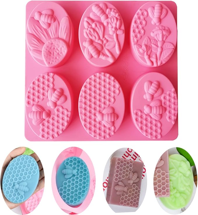 2Pcs Bee Silicone Soap Molds Honeycomb Molds | for Chocolate, Jelly,Candy Making