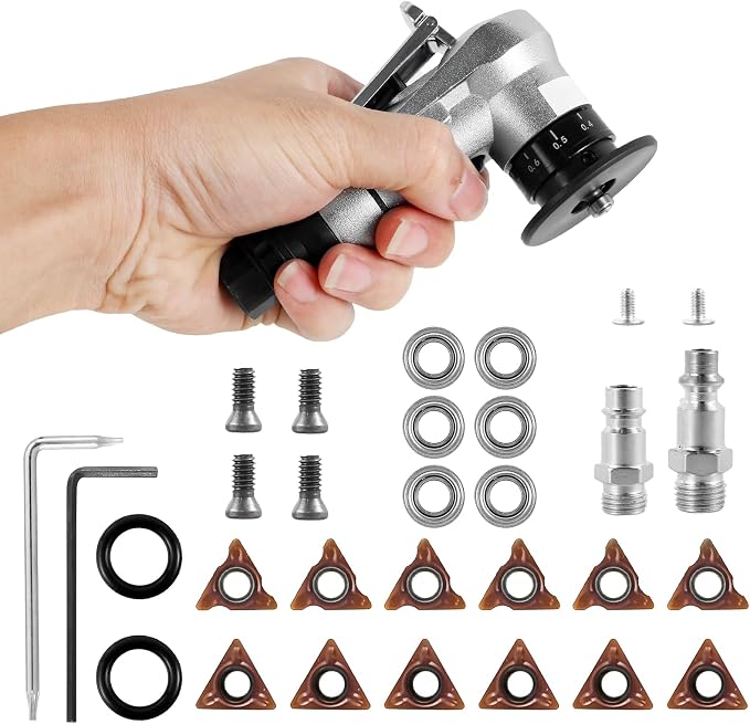 Mini Pneumatic Chamfering Machine, 30000 RPM Portable Air Beveling Machine with 1/4 Inch Air Inlet Handheld, 45° Mini Chamfering Machine Air Tools with Blades for Beveling Deburring