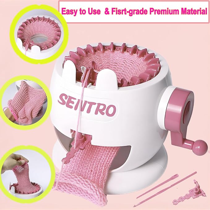 PKHOUHYI Sentro 22 Knitting Machine, Sentro 22 Needles Knitting Machine Automatic Circular Weaving Spinning Knitting Loom Machine Kit for Adults and Beginners for Kintting Toys/Scarf/Hats/Sweater