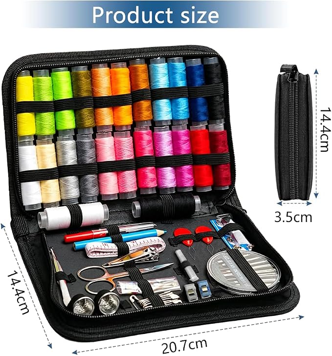 Obear 95-Piece Sewing Kit for Adults & Beginners – 24 Color Threads, Needles, Scissors & Tape Measure – Portable Emergency Repair Kit for Hand Sewing, Clothing, Buttons, Hemming at Home or On the Go