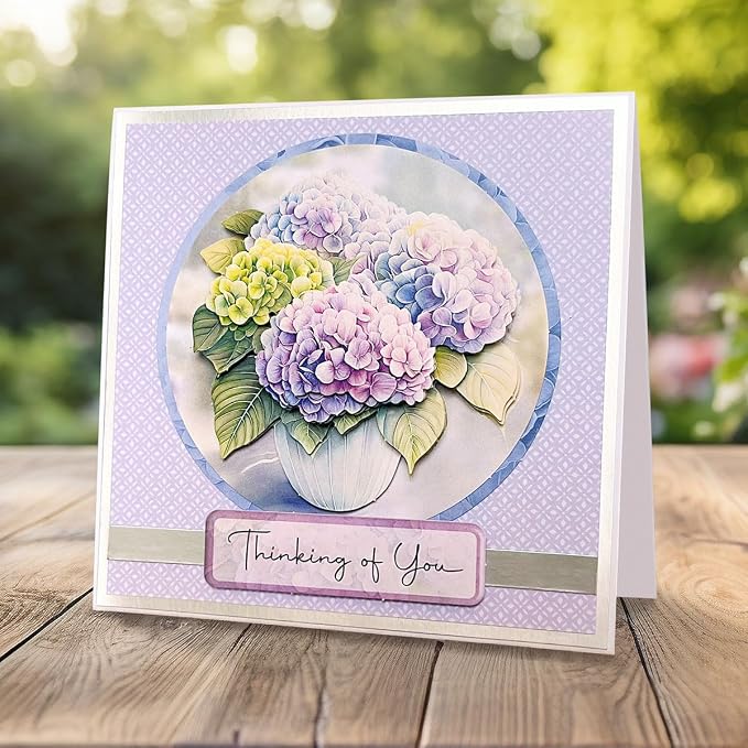 Katy Sue Designs Thinking of You 3D Die Cut Decoupage Collection for Card Making Supplies. Contains 12 Sheets of Katy Sue Die Cut Decoupage Featuring Lavender, Lillies, Hydrangea, and Roses