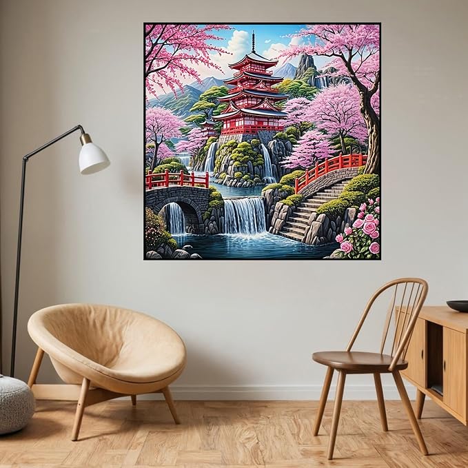 HHMATITS Cherry Blossom Diamond Art Kits for Adults 14X14IN