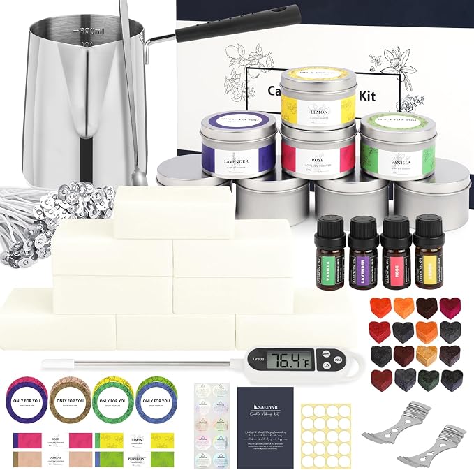 SAEUYVB Candle Making Kit,DIY Starter Soy Candle Making Supplies/Kit | Complete Candle Making Kit for Adults,Beginner-friendly,DIY Arts & Crafts Kits Perfect as Home Decorations