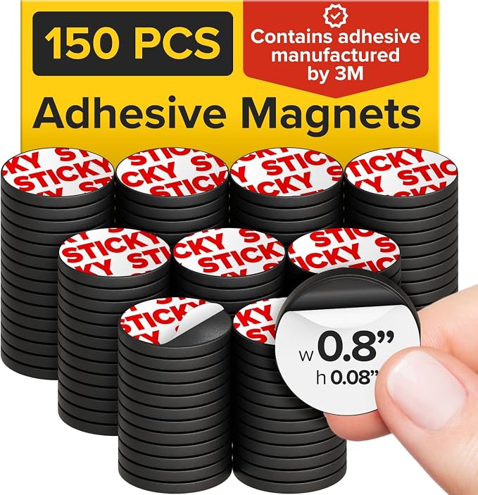 Sticky Flexible Adhesive Magnets for Crafts, 0.8"x0.08" (20x2mm), 150 pcs