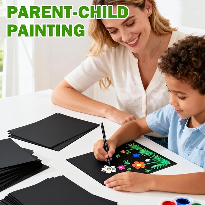 ESRICH 5x7 Canvas for Painting, 12 Pack Small Canvases for Painting Canvas Primed Acid-Free Black Canvas Panels for Oil, Acrylic Paint and Tempera.