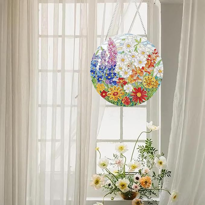 RYMILIE Hanging Diamond Art Kits for Adults Blossoms 8x8inch