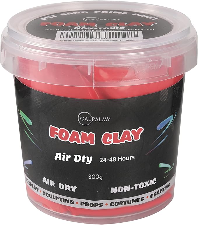 Moldable Cosplay Foam Clay Red Colors (300g) – High Density and Quality for Intricate Designs | Air Dries to Perfection for Cutting with a Knife or Rotary Tool, Sanding or Shaping