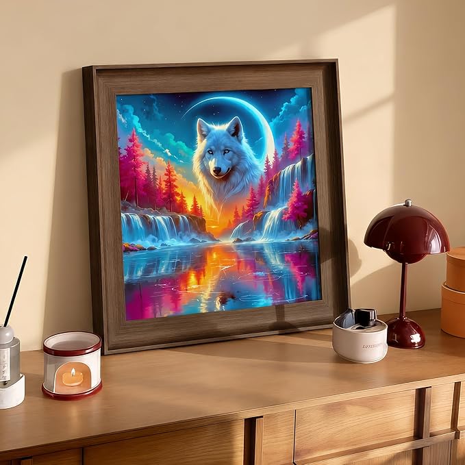 Mosaflare 5D Wolf Landscape Diamond Painting Kits for Adults 13.7x13.7 Inch