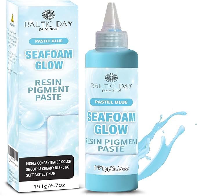 BALTIC DAY Seafoam Glow Pastel Pigment Paste for Epoxy Resin, 191g (6.7oz) | Highly concentrated Seafoam Glow pastel pigment paste for smooth opaque epoxy resin creations