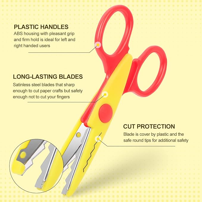 UCEC Craft Scissors Decorative Edge, Zig Zag Scissors for Crafting, 6 Pack
