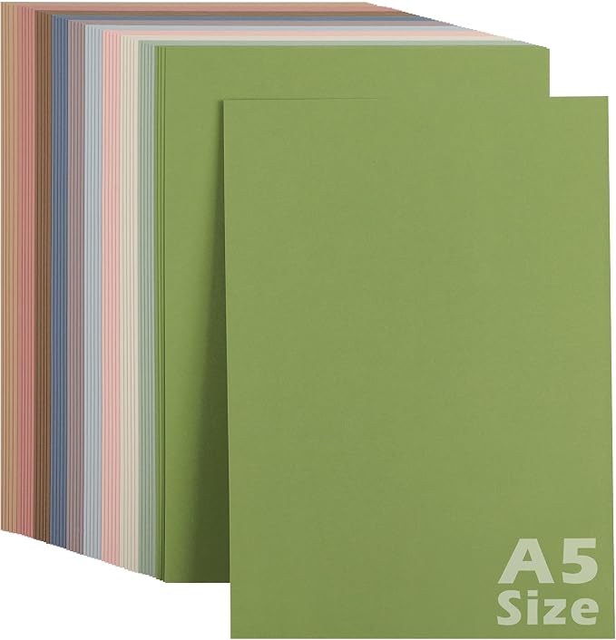 50 Sheets A5 Size Morandi Mixed Colors Cardstock 5.83 x 8.27 Inch 92LB
