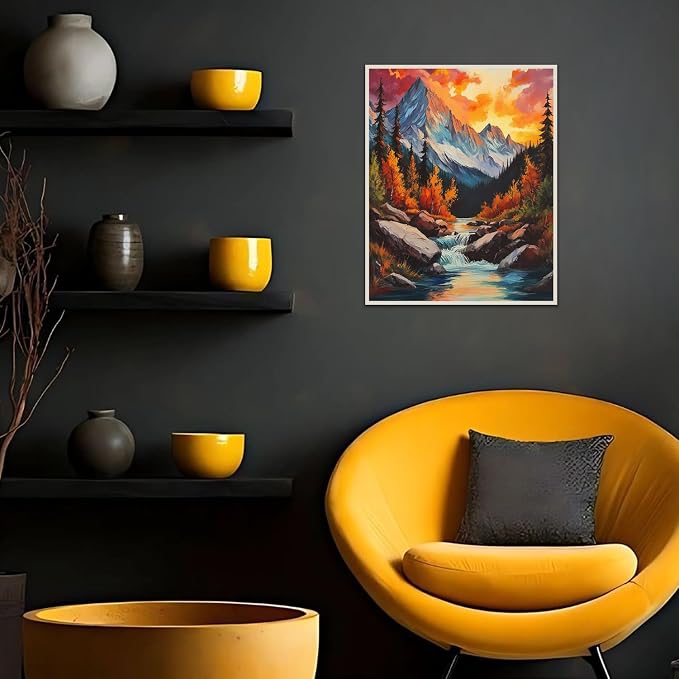 Banket Paint by Numbers Kit for Adults Beginner Mountain DIY Painting Kits for Adults Landscape Easy Adult Paint by Number Kits on Canvas Color by Numbers for Gifts Home Wall Decor 16x20 Inch