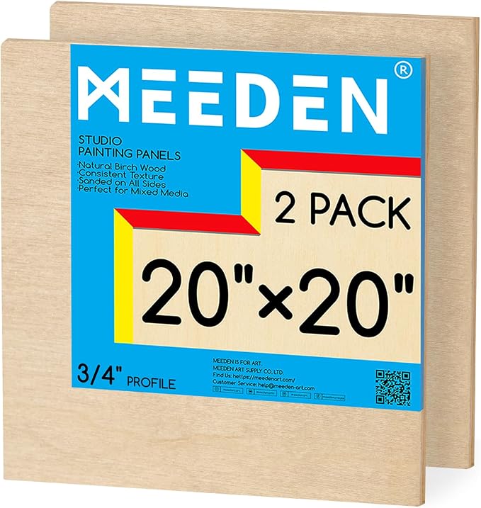 MEEDEN Unfinished Wood Canvas Board:20x20 Canvas Panel Pack of 2