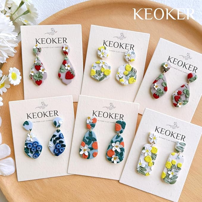 KEOKER Polymer Clay Cutters, Clay Cutters for Polymer Clay Jewelry, Basic Polymer Clay Cutters Set, Clay Earrings Cutters.(A)