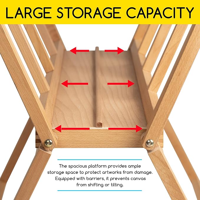 MEEDEN Folding Large Print Rack: Beech Wooden Art Storage Rack for Canvas