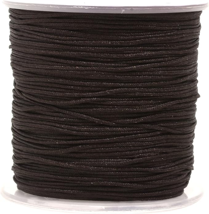 Mandala Crafts 1mm Brown Rattail Nylon Satin Cord for Jewelry Making