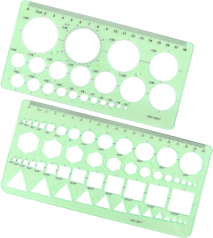 Tamaki Circle Template, Geometric Drawings Stencils, 2 Pack | Scale Drafting Digital Drawing Set for Office and School, Building Formwork Drawings Templates