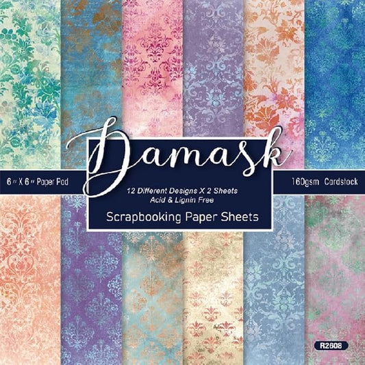 Aesthetic Scrapbook Patterned Paper 6×6, 24 Sheets Vintage Boho Floral Single-Sided Scrapbooking CardStock Papers Pad Supplies for Holiday Cardmaking DIY Origami Journaling
