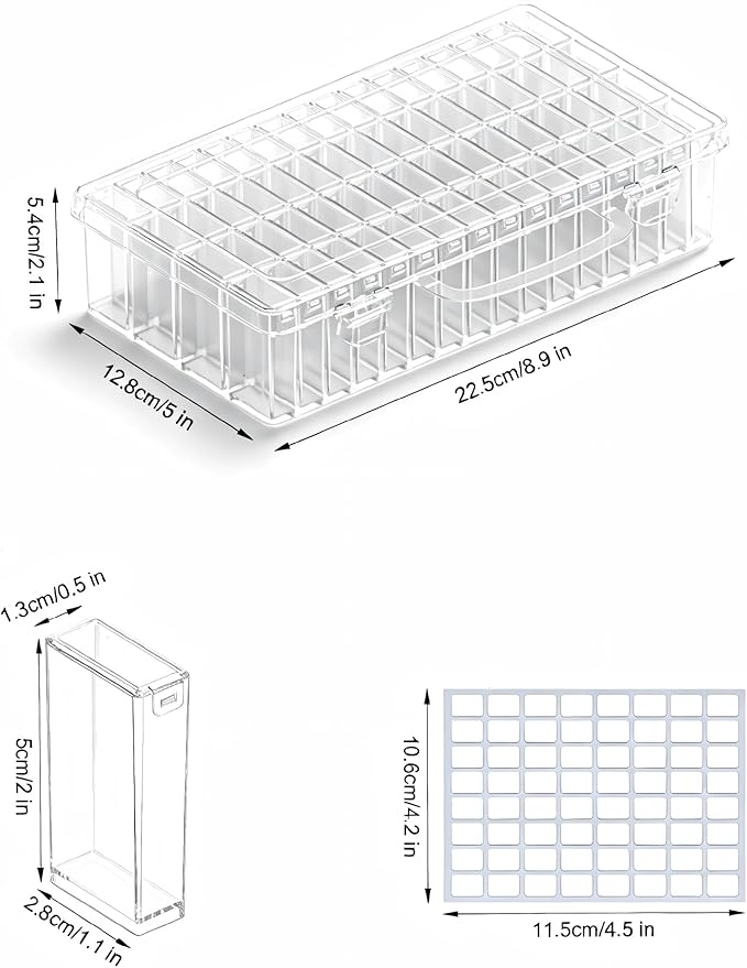 64 Grids Diamond Painting Storage Containers, Portable Transparent Bead Organizer Box with Snap Lid | Dust-Proof Diamond Art Drill Container for DIY Crafts, Jewelry, and Small Accessories