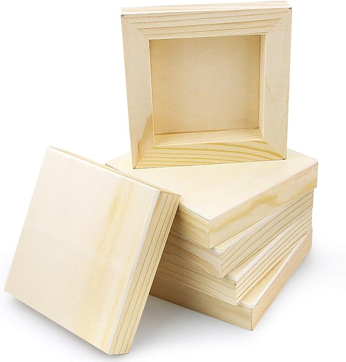 8 Pack Unfinished Square Wood Panels,4" x 4"/10cm x 10cm,Blank Wooden Canvas Cradled Painting Panel Boards for Drawing,Painting,Pouring,Wood Burning and DIY Arts Crafts Projects