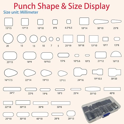 50 PCS Multi-Style Shape Leather Hole Punch Tool Set, Silver Alloy Steel, Easy Storage & Portable, Ideal for Leather Craft