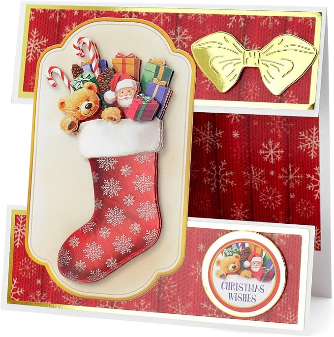 Katy Sue Deck The Halls Die-Cut Decoupage Pack. 12 Pre-Cut Die-Cut Decoupage Sheets for Christmas Card Making Supplies & Card Toppers Featuring Christmas Stocking, Jingle Bells & Holiday Scenes