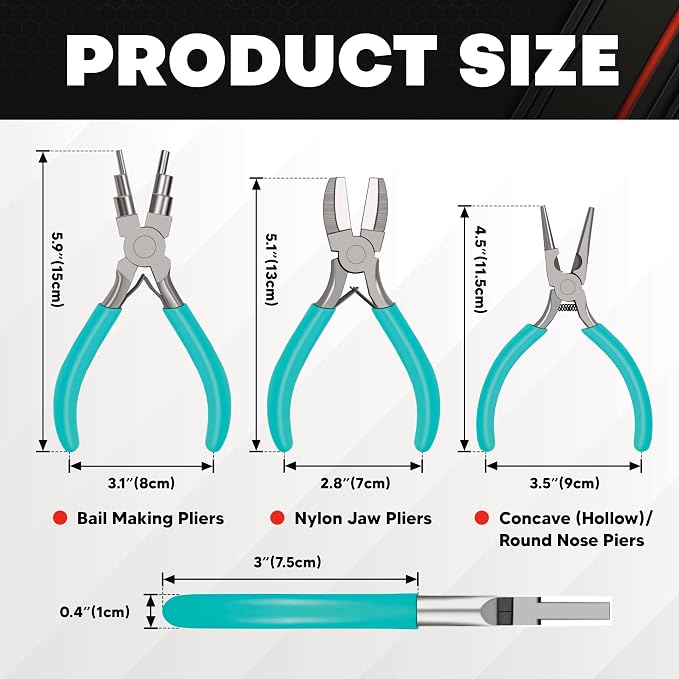 C&T 3-Piece Jewelry Pliers Set, Jewelry Making Tools Kit, Micro Jewelry Plier, Jewelry Making Supplies, Pliers set for jewellery making bead winding and shaping wire DIY Crafts
