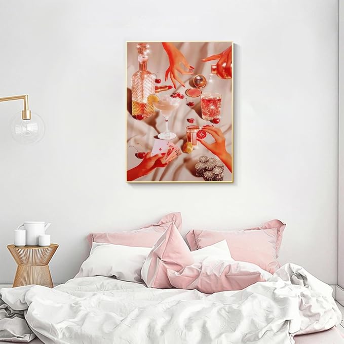 Square Diamond Art Kits for Adults Cute Diamond Painting Kit for Beginner | Vintage Pink 5D DIY Square Diamond Dots Full Drill Crafts for Gem Art Dot Art for Adults Home Wall Decor for Teens 12x16 in