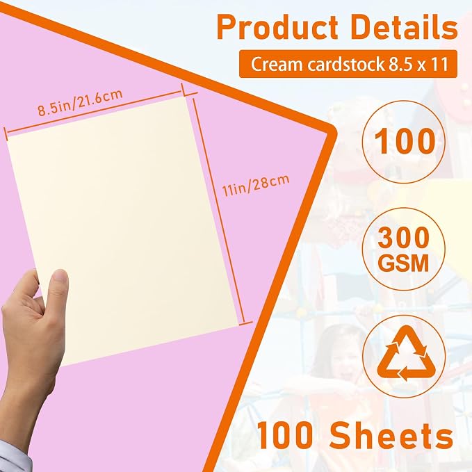 Guakicae 100 Sheets Cream Cardstock 8.5 x 11 Certificate Paper 110lb