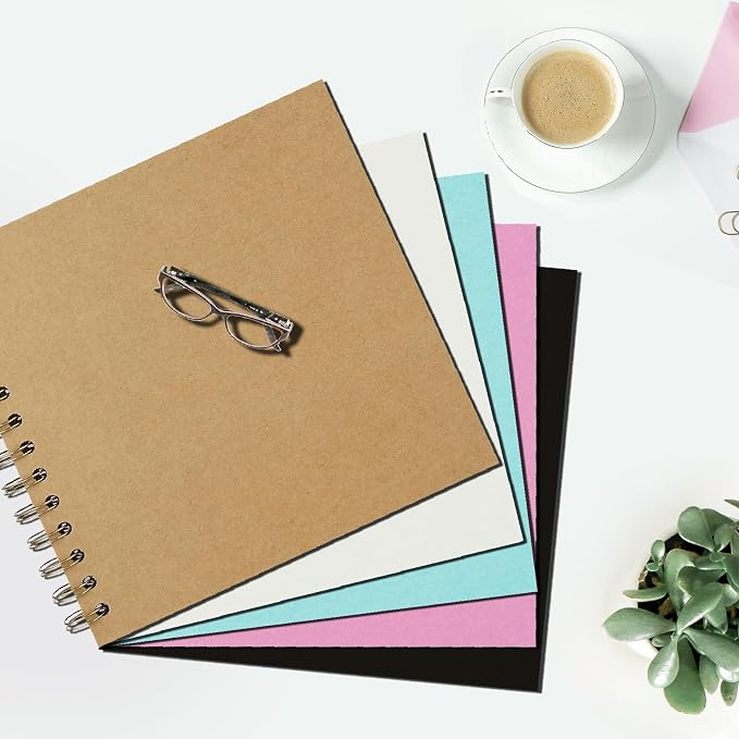 DIY Scrapbook Album 7x7 Inch, Hardcover Kraft Paper Scrap Book Photo Album, Blank Page Memory Scrap Book for DIY Crafts, Traveling, Wedding, Anniversary, Birthday, 40 Pages (20 Sheets), Cream