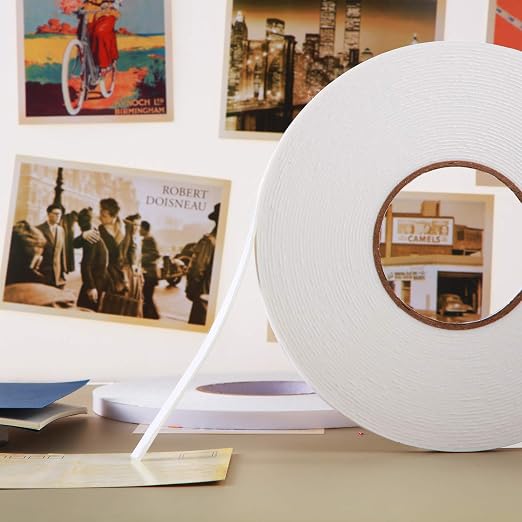 Tatuo 2 Rolls Double Sided Foam Tape for Mounting,3/8 Inch by 50 Feet,White