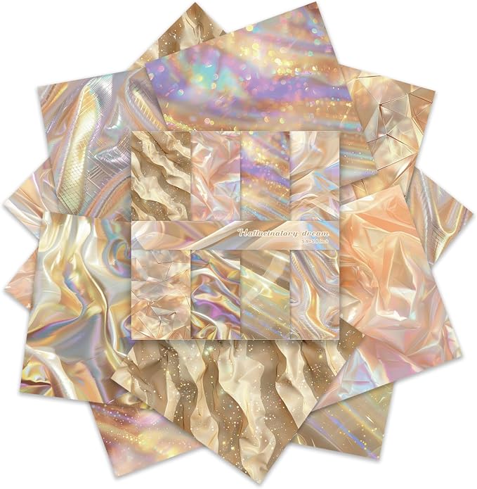 PRSTINCOL Scrapbook Paper,16 Sheets 5.8x5.8 Inch Dazzling Lights Style Scrapbook Supplies,Single-Sided Vibrant Origami Decoupage Paper for Diy Crafts, Card Making, Art Journaling